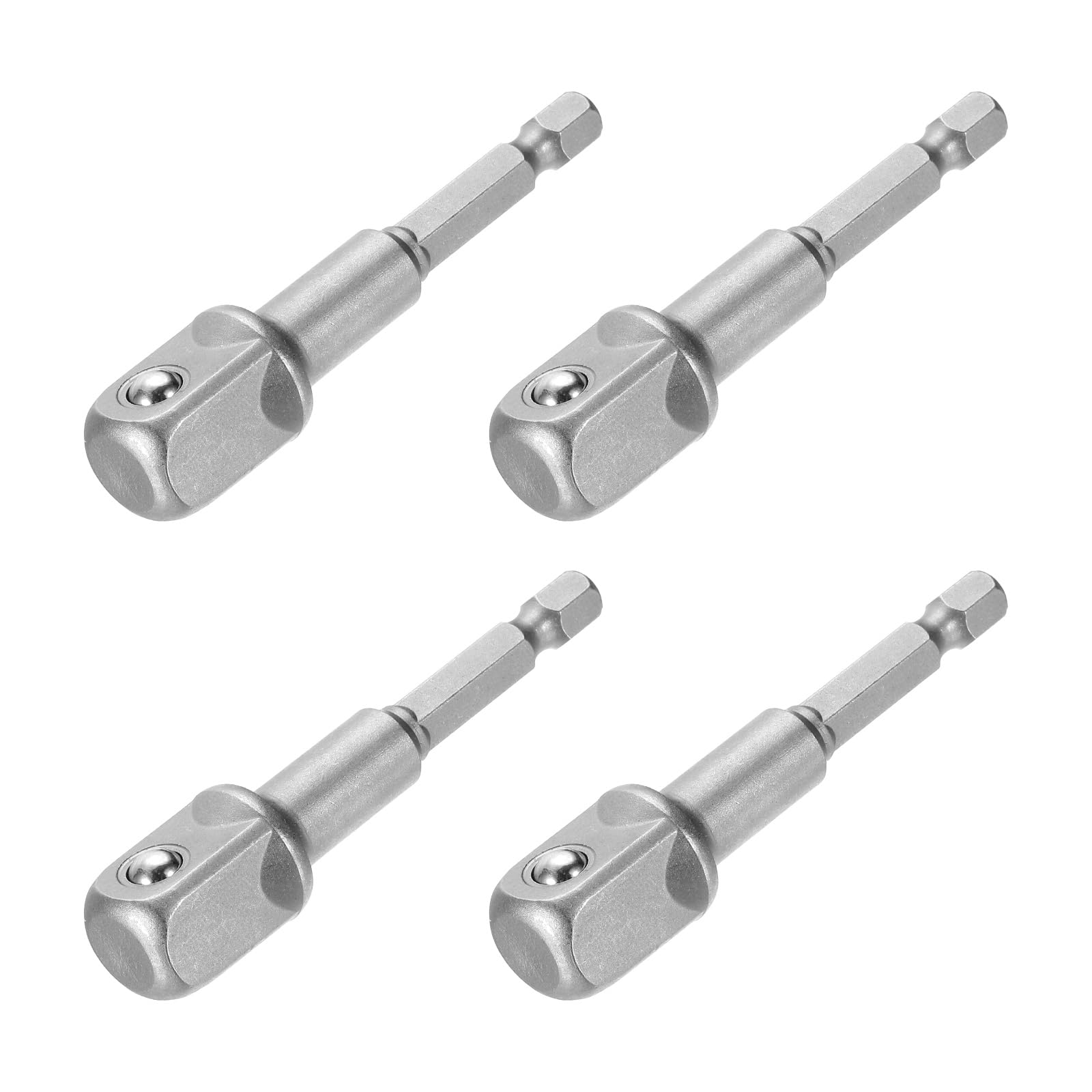 sourcing map 4pcs Impact Socket Adapter 1/2" Square Drive 1/4" Hex Shank 3" Long Extension Bit for Axle Nut Driver Drill Socket Sets