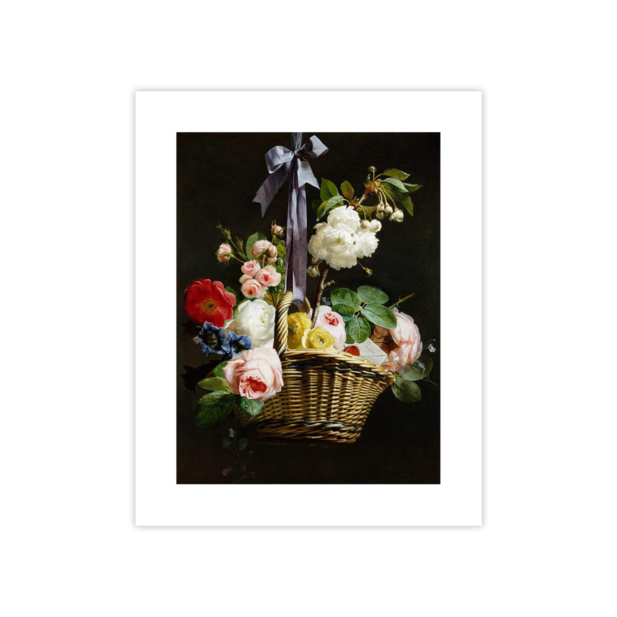 Poster Antoine Berjon A Romantic Basket of Flowers - Impression d'art fine 100x75cm