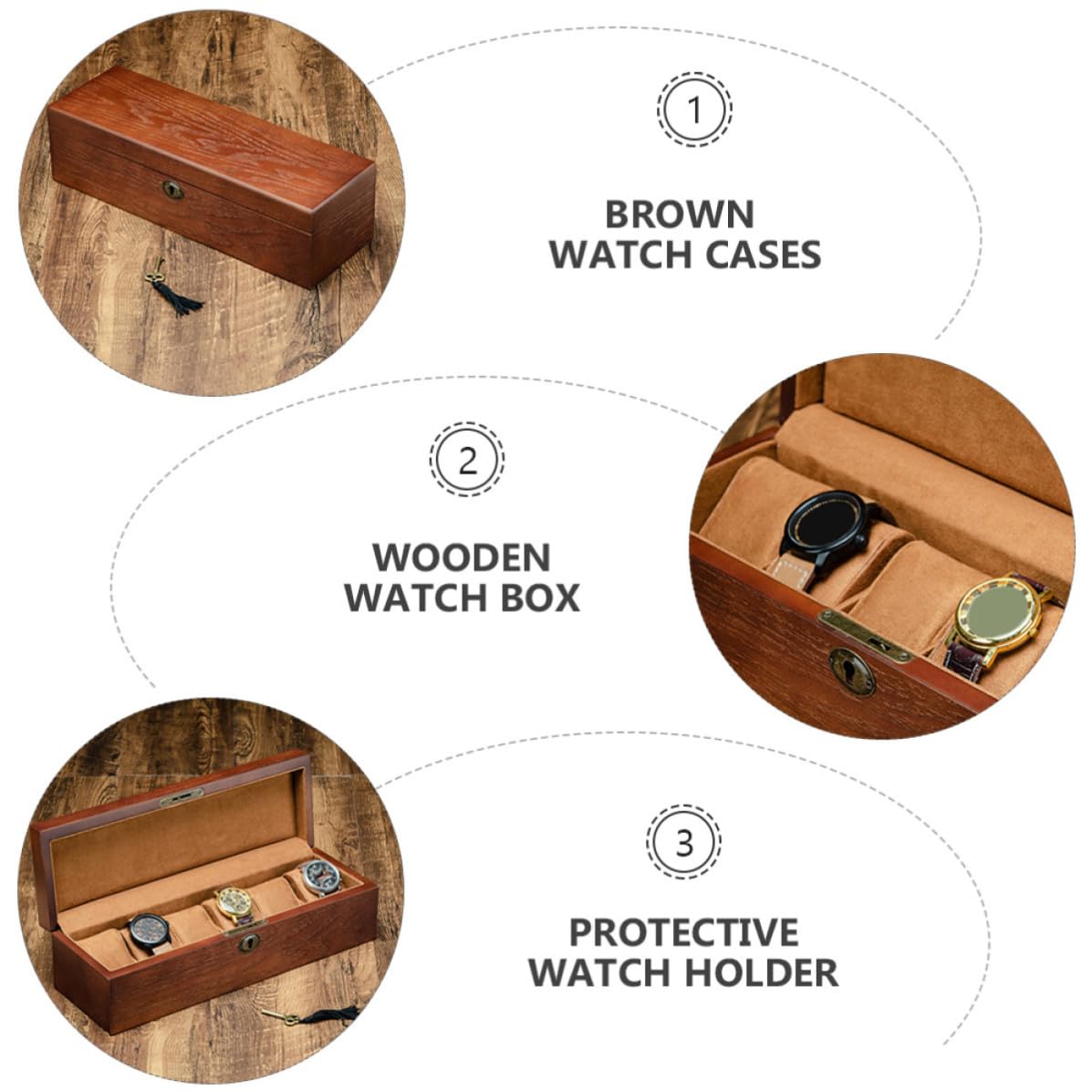 Uhrenbox Schmuckkästchen Braun 1 Stück mit Einzelteilung Schützt Uhr und Schmuck vor Kratzern Dekorative Aufbewahrungs und Displaybox