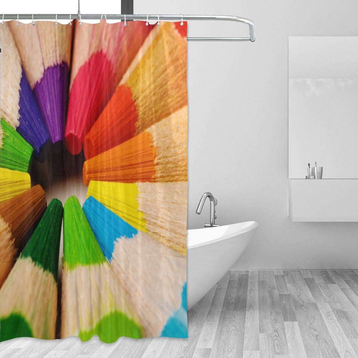 JOOCAR Duschvorhang – Abstrakter Regenbogen-Ozean, 183x183 Cm, Wasserdicht