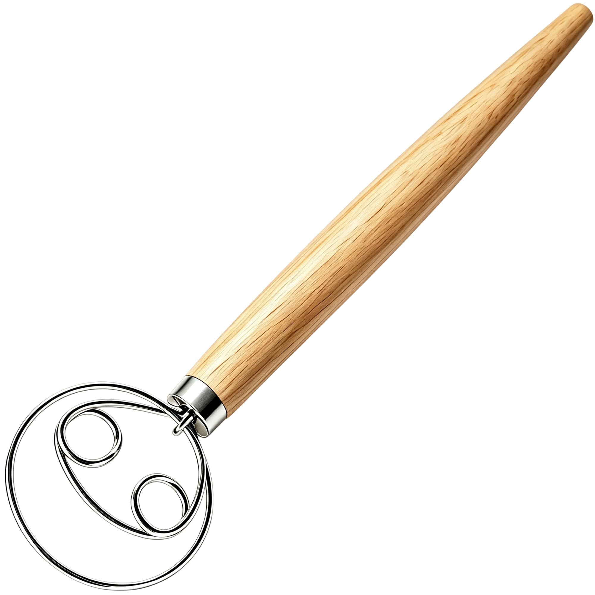 Photo 1 of Maxjoy Danish Dough Whisk Stainless Steel Wood Handle for Sourdough Bread