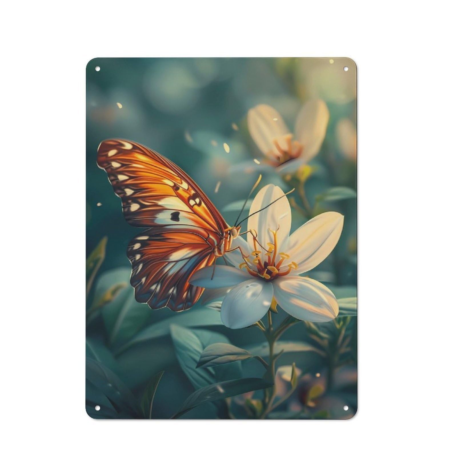 Junmoney Majestic Butterfly Tin Sign 40X30cm With For Café Or Home Bar, Retro Decor, Gift For Café-Style Decor Fans During The Christmas Season