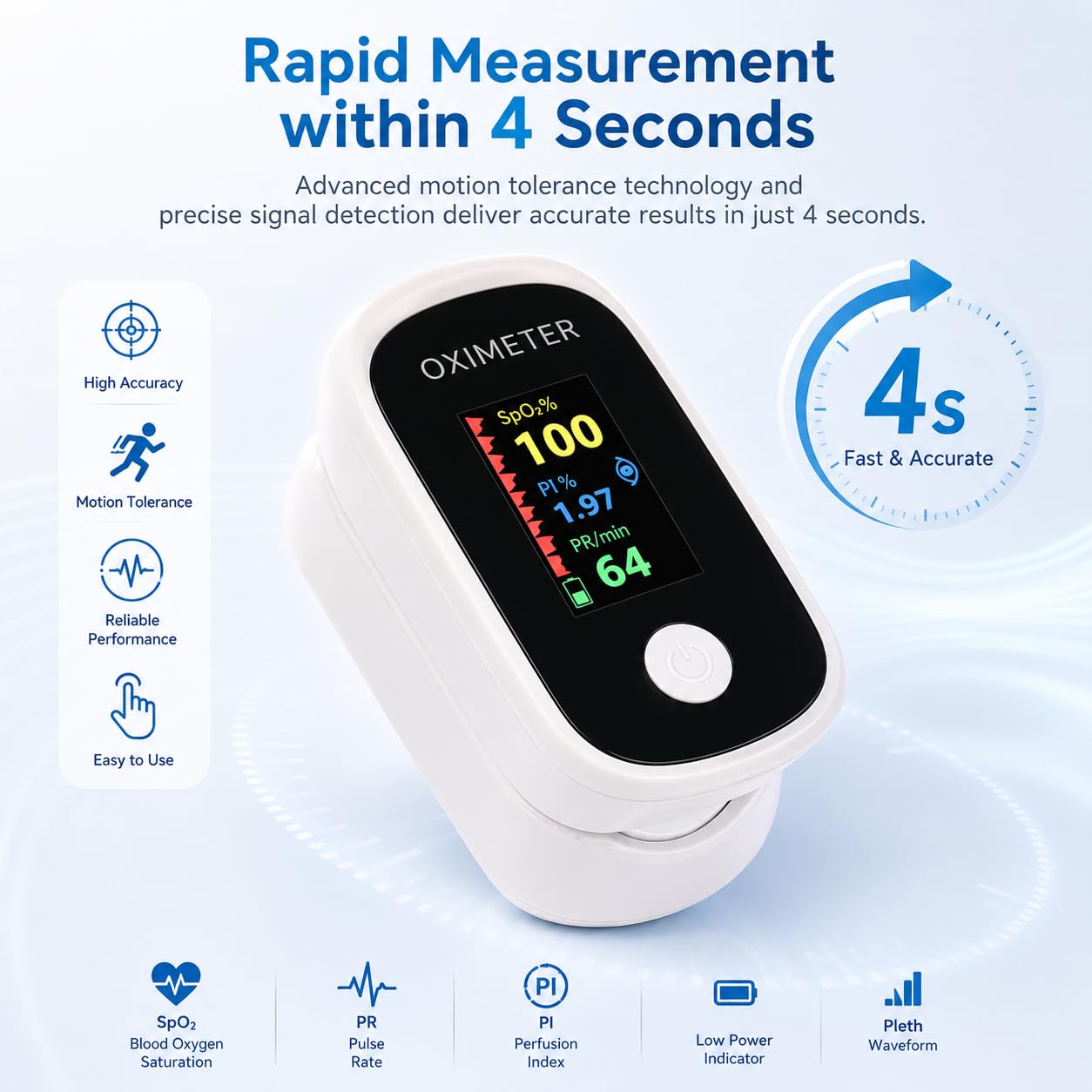 Pulse Oximeter - Monitor SpO2 & Heart Rate -4
