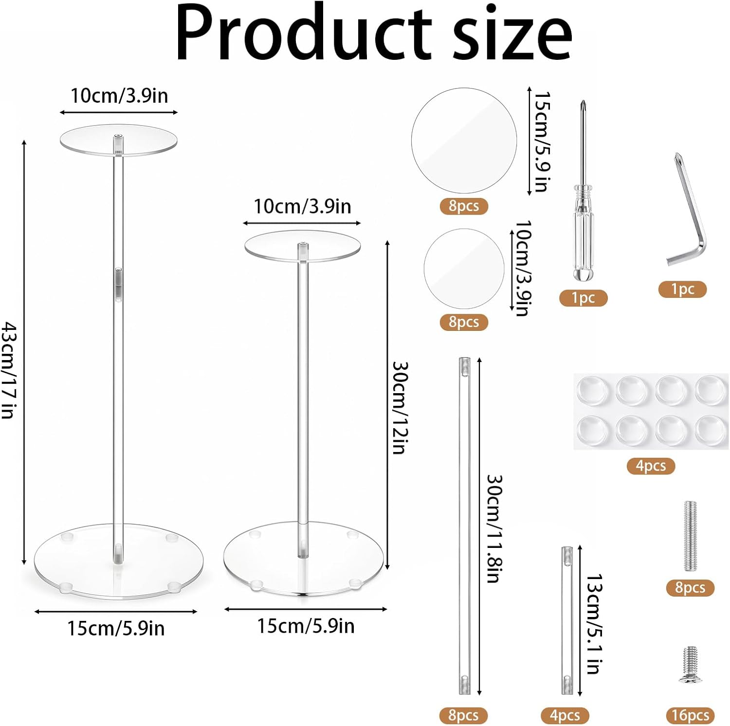 8PCS Clear Acrylic Hat Display Stand Height Adjustable, Wig Displays Rack Cowboy Hat Stands Acrylics Hats Stands and Wig Display Rack for Displays Jewelry