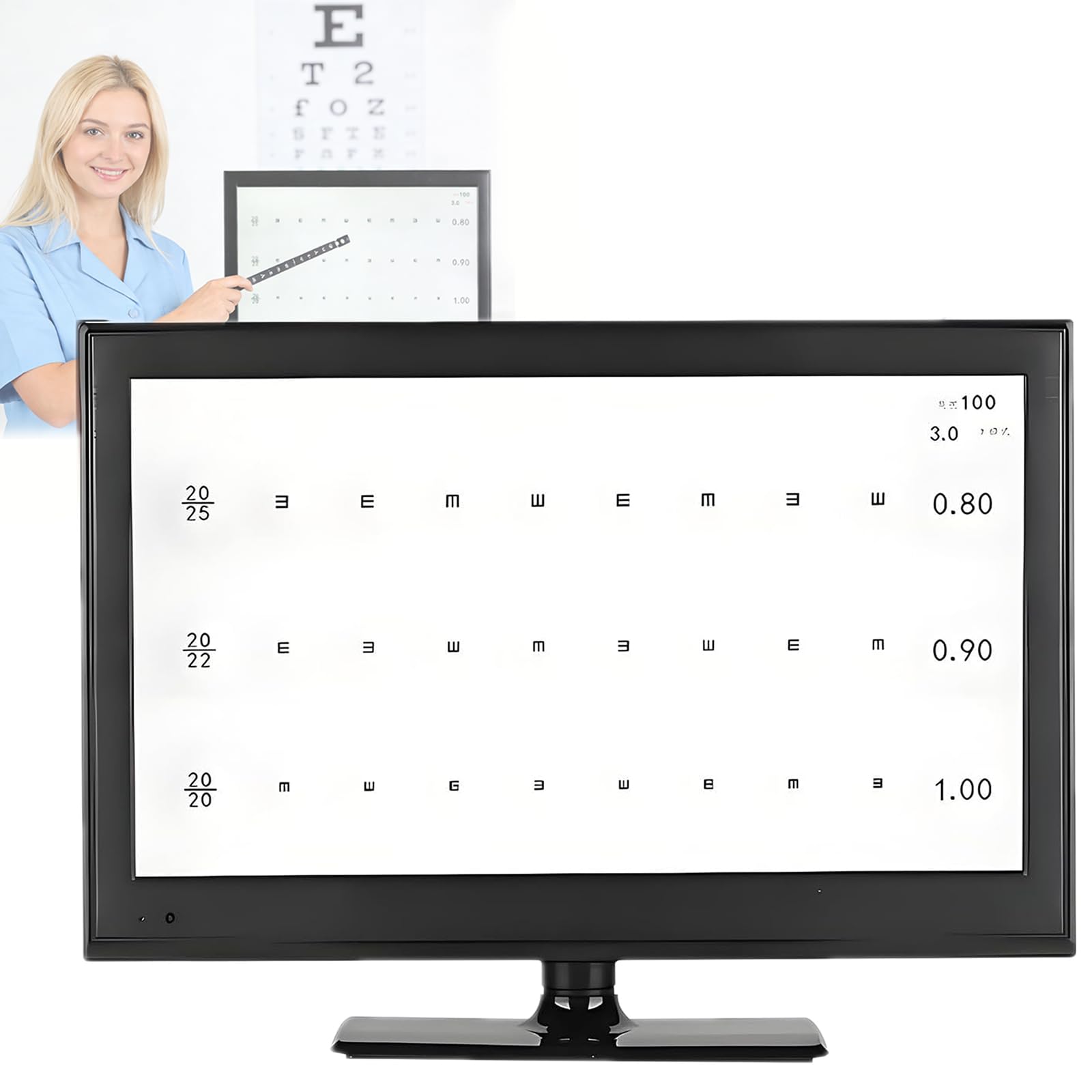 Digitale Elektronische Optische LCD-Sehtafeln, 18,5-Zoll-LCD-optische Sehtafeln Mit Fernbedienung, Einstellbare Bildschirmhelligkeit, 1–6 M Entfernung Einstellbar Und Test Von 41 Visuellen Zielen