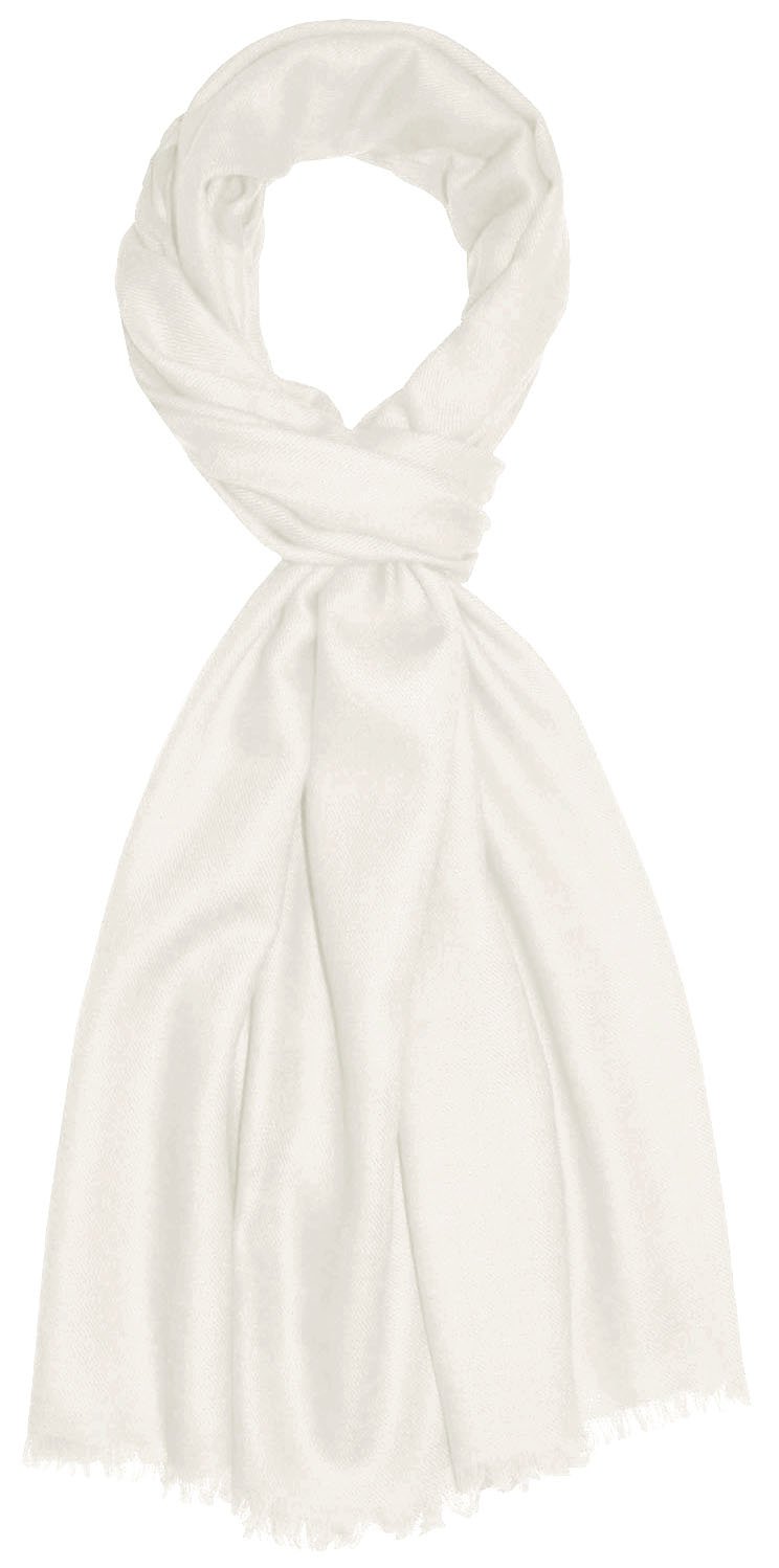 Lorenzo Cana Damen Pashminaschal Schaltuch aus 100% Kaschmir leicht kuschelweich Kaschmirschal Kaschmirtuch Kaschmirpashmina einfarbig ivory 78296
