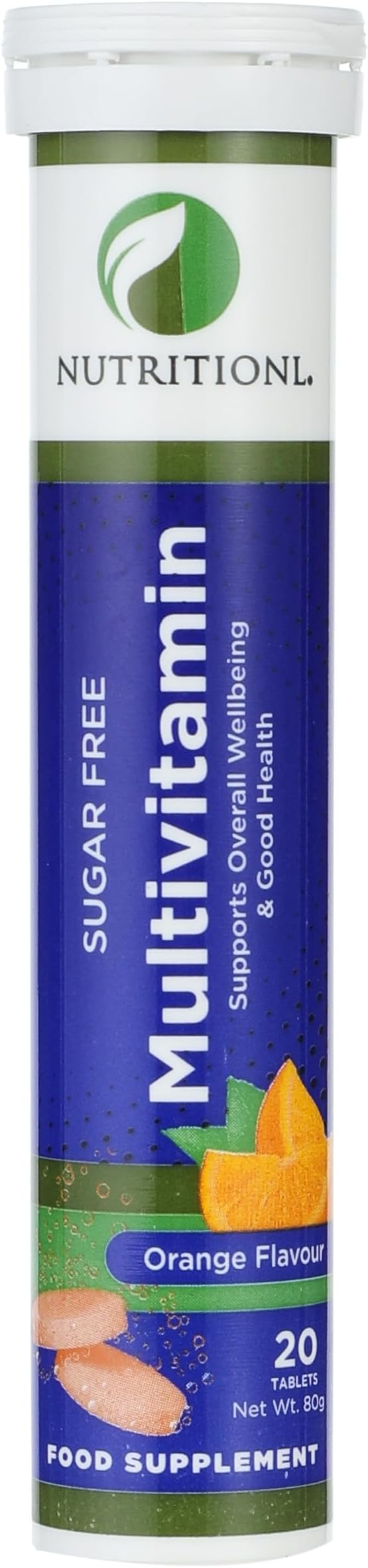 Nutritional Multivitamin Food Supplyment | To Support Overall Wellbeings And Good Health | Sugar Free | No Added Preservatives | Orange Flavor | 20 Tablets