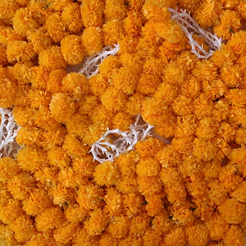 The Art Box Mango Yellow Marigold Garland Pack Of 5 Pcs - 5 Feet Each Diwali Decorations Indian Wedding Decoration Artificial Flowers Fake Flower Garland Christmas Flower Garland Strand Backdrop Decor #TOP3