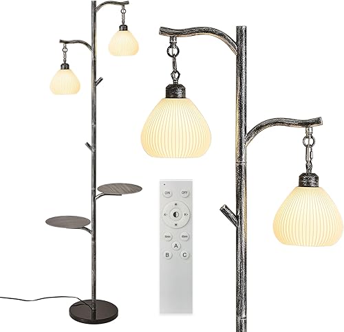 Miniatura 9 de beaysyty Tiffany Style Lámpara de pie retro con bandeja, lámparas de pie regulables, lámpara de pie de temperatura de color personalizada para sala