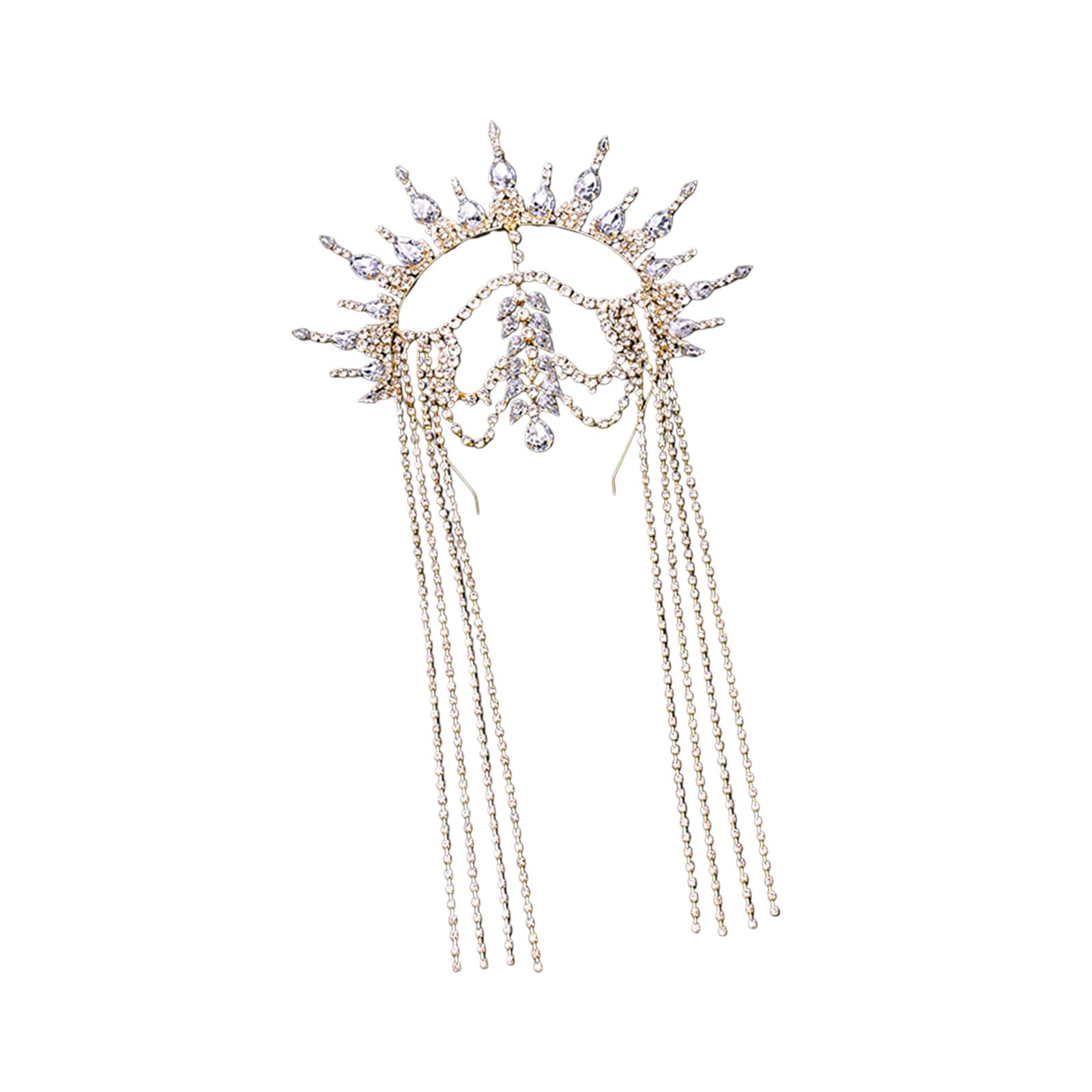 Cerchietto per capelli da festa, con strass scintillanti e nappe, da donna, per serate e occasioni formali, fascia per capelli con strass