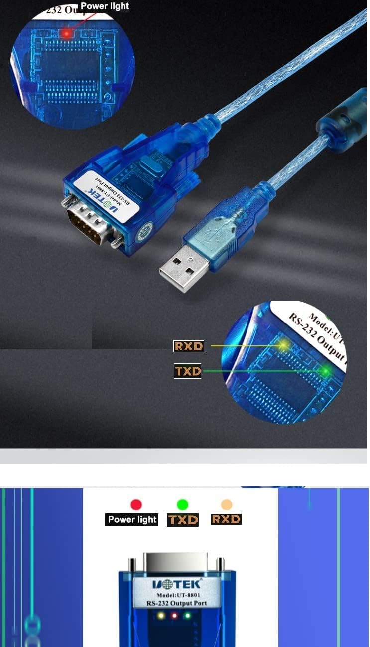 UTEK UT-8801 1.5M Lunghezza USB a RS-232 Convertitore ver2.0 (1-Port USB a RS-232 Serial Converter con protezione ESD)