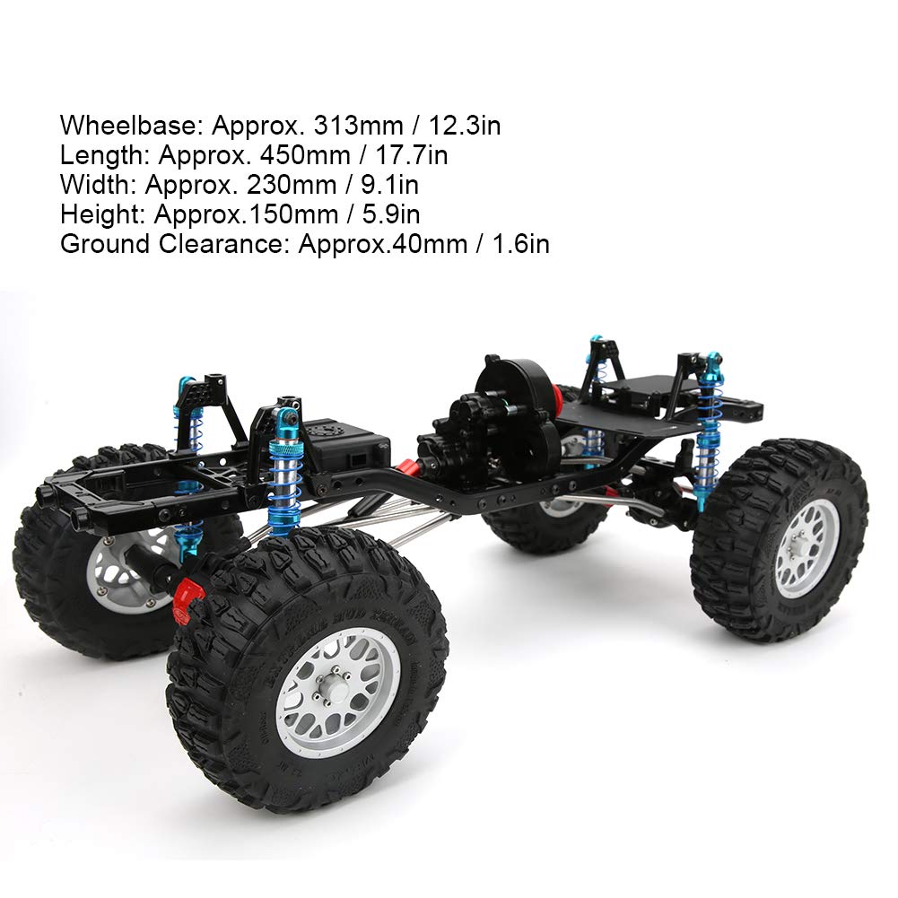 Zestaw metalowego podwozia samochodu SCX10 II RC |Aluminiowy zderzak CNC i rama z włókna węglowego |4 gumowe opony z metalowymi kołami |Skrzynia biegów biegu wstecznego do pojazdu (Red Black)