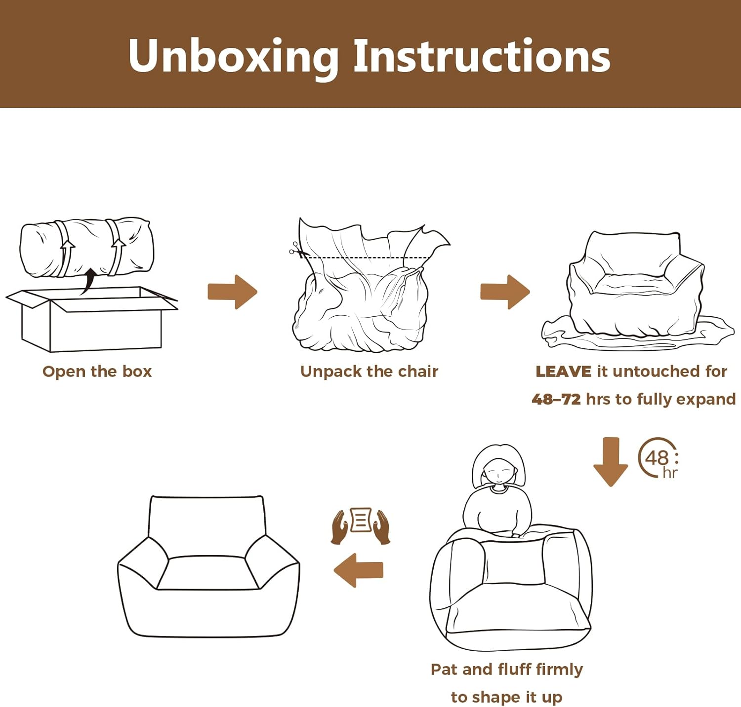 Giant Bean Bag Chairs for Adults Teens, Large Bean Bag Sofa Chairs with Filling Comfy Fuzzy BeanBag Chair with Armrests for Bedroom Living Room Reading - Image 4