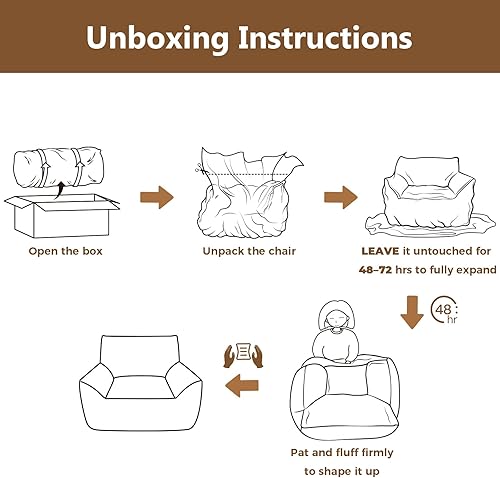 Miniatura 3 de Puf gigante para adultos y adolescentes, sofá grande con relleno, cómodo puf mullido con reposabrazos para dormitorio, sala de estar, lectura