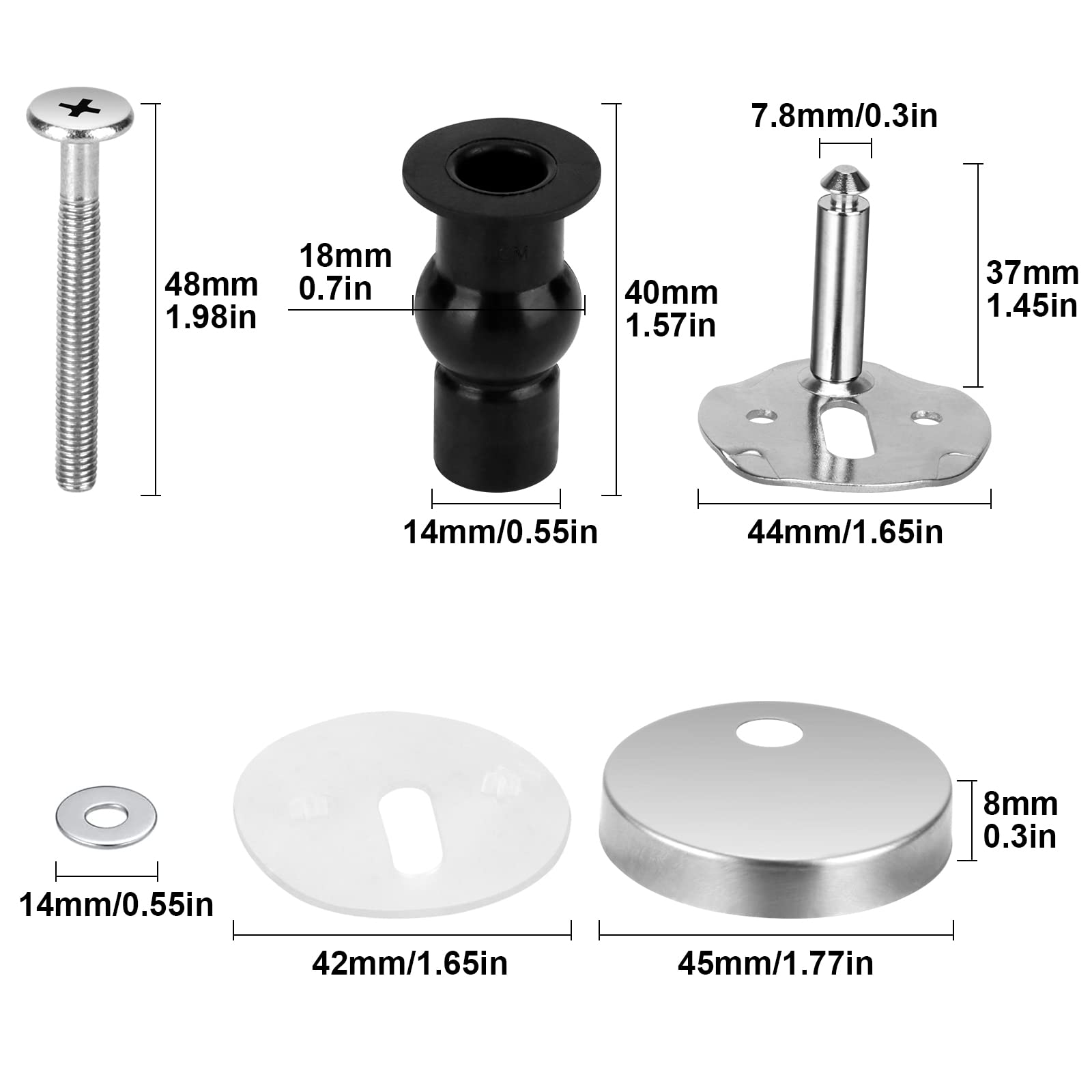 4 Pack Toilet Seat Fittings Fixings | Quick Release Hinges | Universal Compatibility