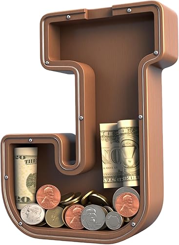 UBeesize Alcancía de madera extra grande de 12 pulgadas, alcancía de letras para niños y niñas, banco de monedas para niños, Navidad, cumpleaños,