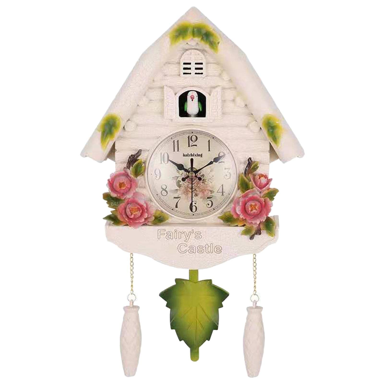 perfk Orologio da Parete a cucù in Resina Orologio da Appendere con Uccellino Senza ticchettio per Cucina, Camera da Letto, Bambini, B