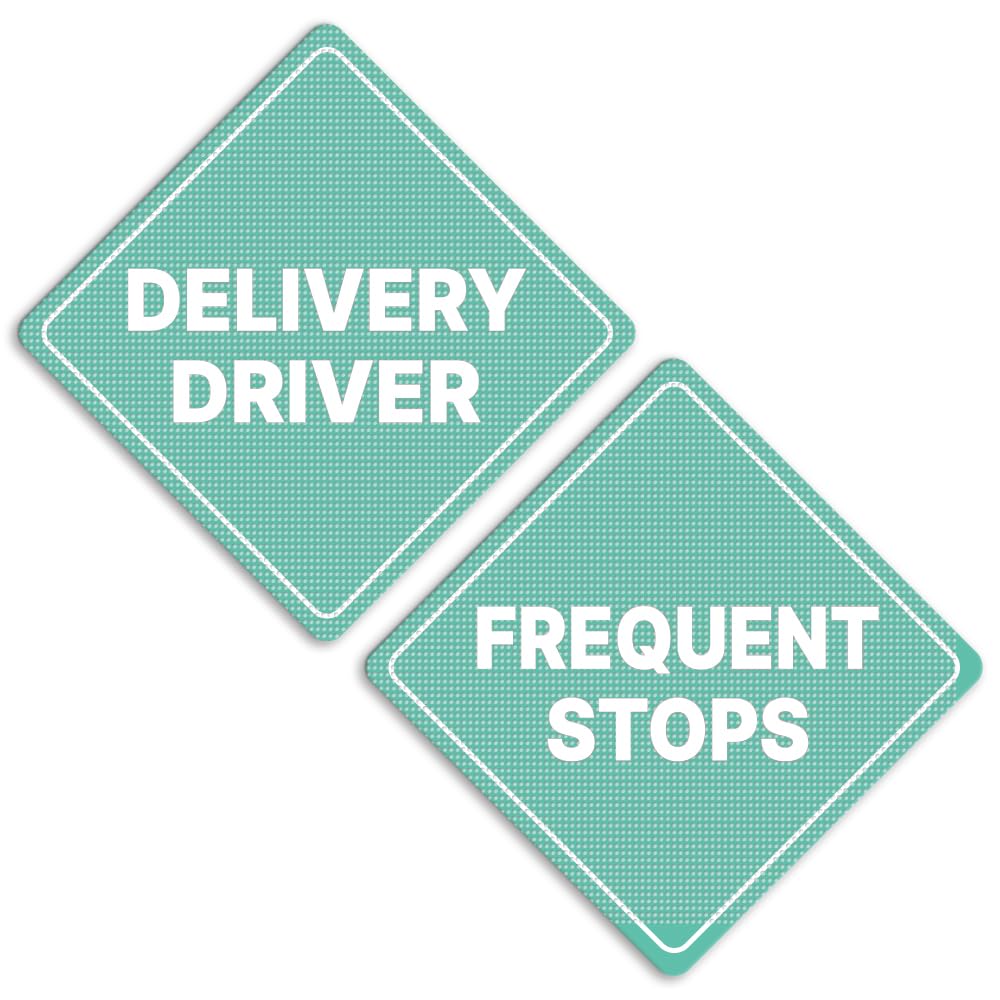 Geekbear Mint Delivery Driver Frequent Stops Car Sign - Sticker Or Magnet & Color Options, Weather-Resistant - Diamond Shape 6.8 X 6.8 In (, See-Through Sticker)