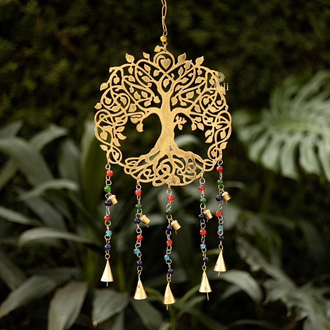 DULI Metal Windchime Wall Hanging, Feng Shui, Wall Art, Wall Decor, PositiveVibes, Rustic Wall Hangings, Wall Art, Diwali Decor, Diwali Decoration, Diwali Gifts (Tree of Life 24x10 Inches)