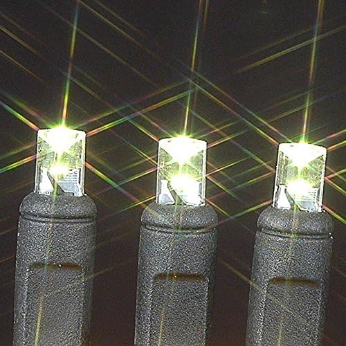 Miniatura 4 de Novelty Lights Juego de mini luces LED de Navidad de 50 luces, luces de cadena de luces para exteriores, luces de patio, blanco cálido, cable negro,