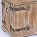 Household Essentials Decorative Trunk, Victorian, Large, Chinese Fir Wood, Aged-Wood Finish with Metal Accents, Fully Opening Lid, Stout Design, Ring Handles