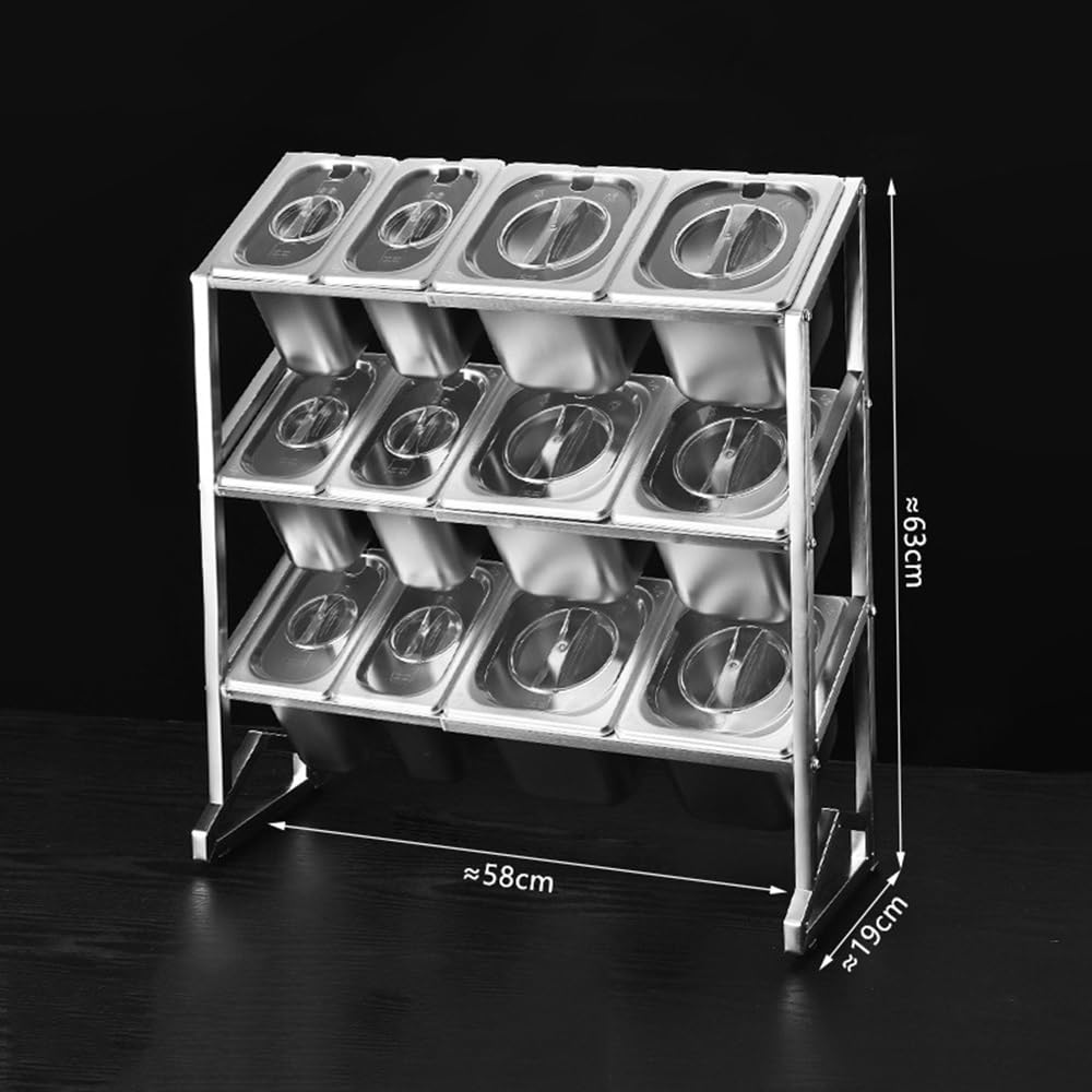 Organizador de especias de 3 niveles con tapa transparente y 15 compartimentos expandibles, plateado, A-22.8 x 7.5 x 24.8 pulgadas