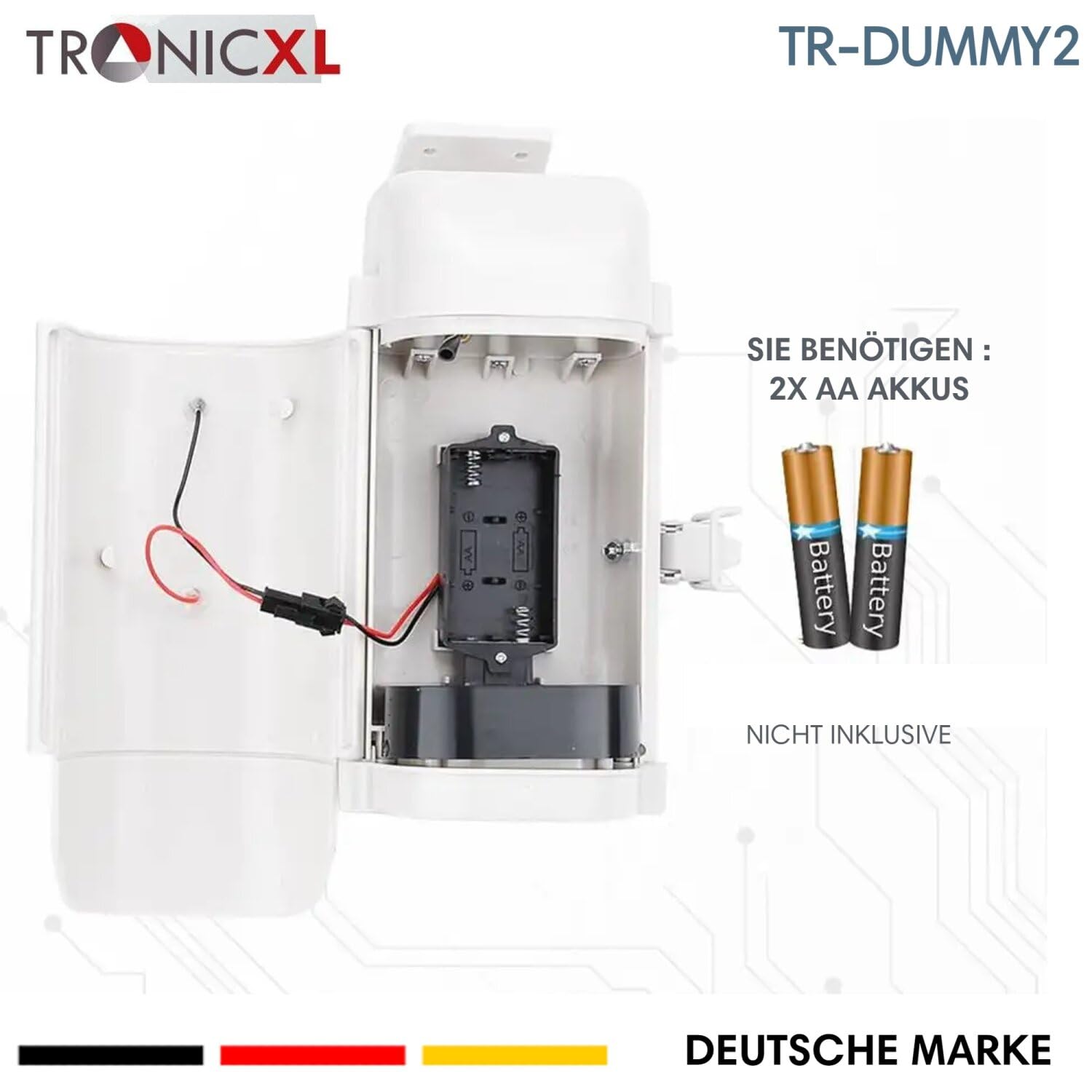 TronicXL Telecamera di sorveglianza solare di alta qualità, CCTV con LED lampeggiante, CCD professionale, per interni ed esterni