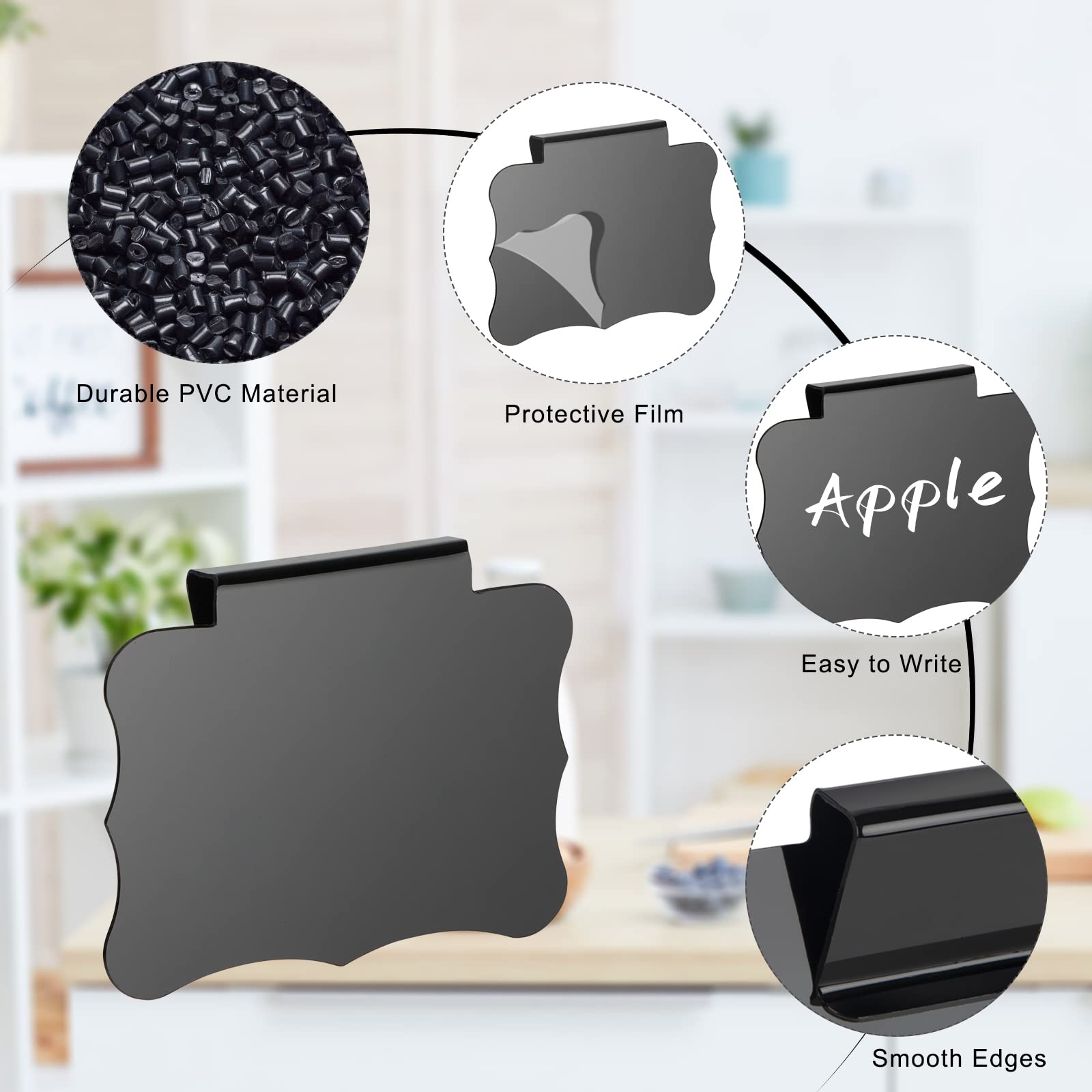 Pack De 24 Portaetiquetas De PVC Para Cestas - Extraíbles, Tipo Pizarra, Color Negro