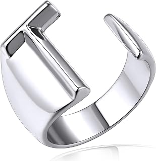 KeyStyle Gold Initial Rings for Women, Adujustable Letter Statement Rings