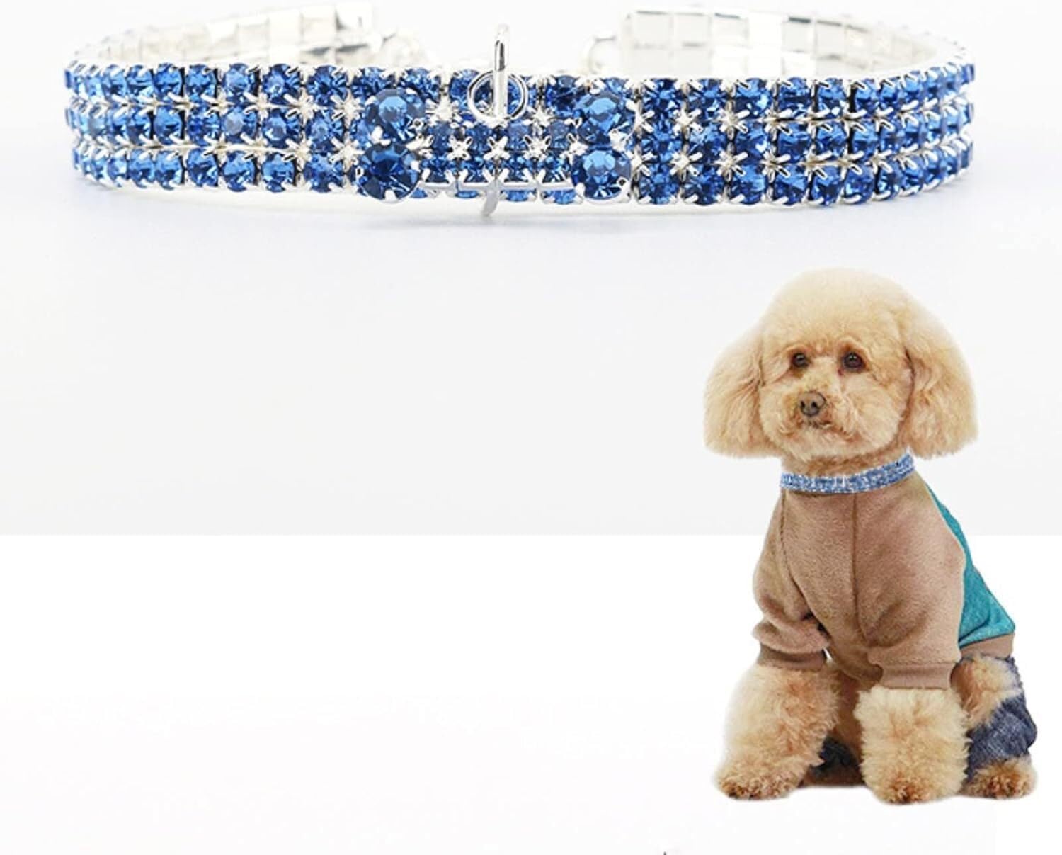 Collar de perro con diamantes de imitación, collar ajustable para gato con colgante de purpurina de diamante (negro, grande)