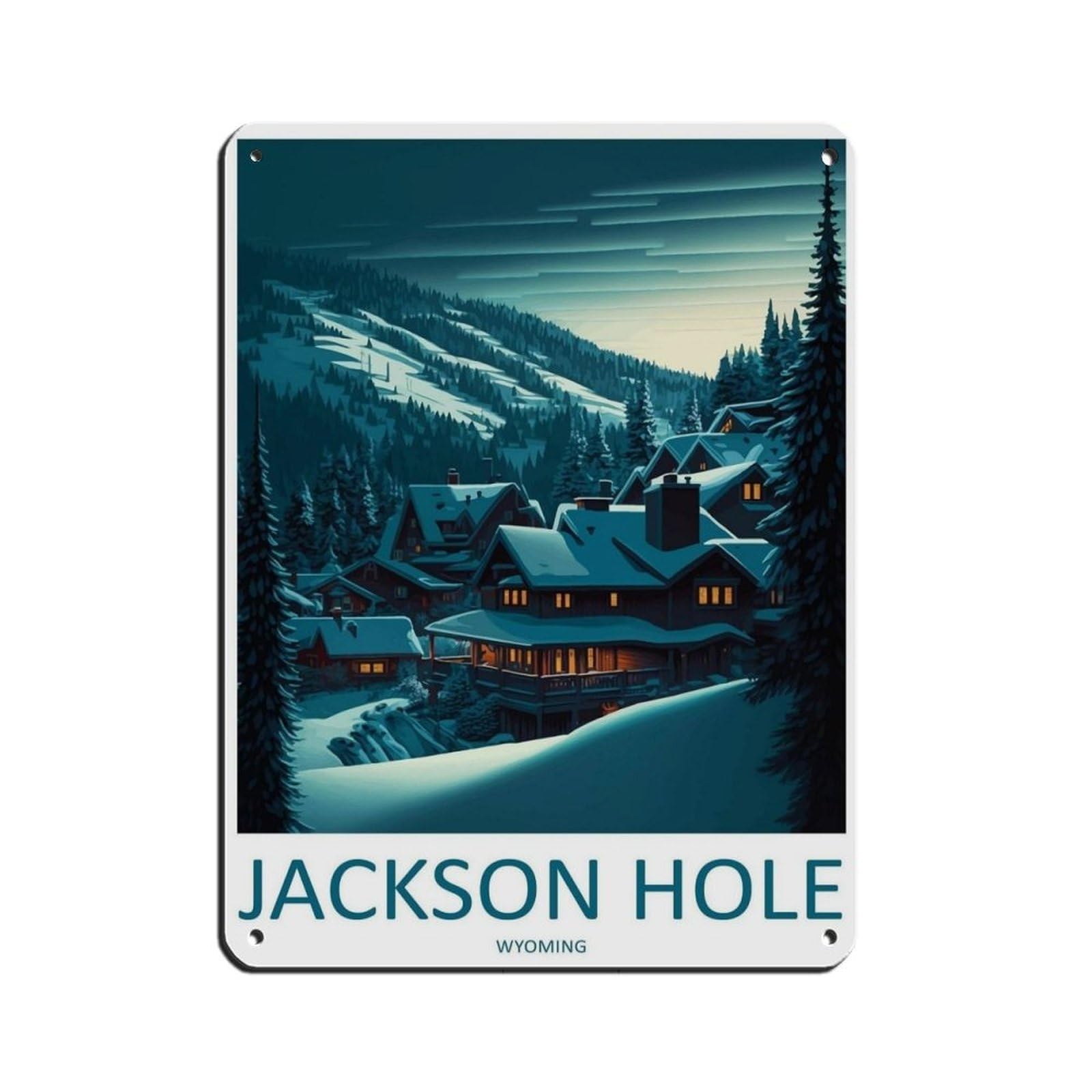 Jackson Hole Travel Art Ski Art Lover Gift (43) Tin Sign Vintage Metal Pub Club Cafe Bar Home Wall Art Decoration Poster Retro 12x16inch(30x40cm)