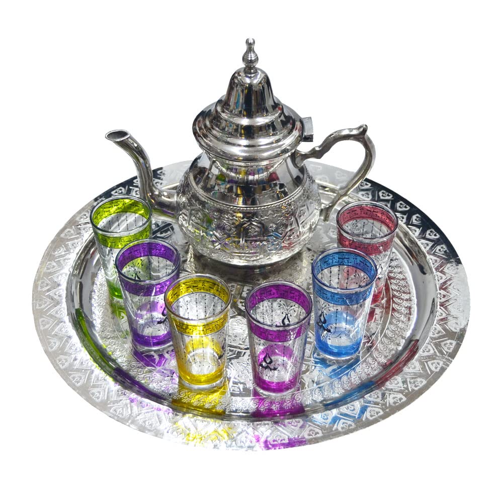 Service à thé marocain antidérapant avec plateau 40cm pour ne plus rien renverser