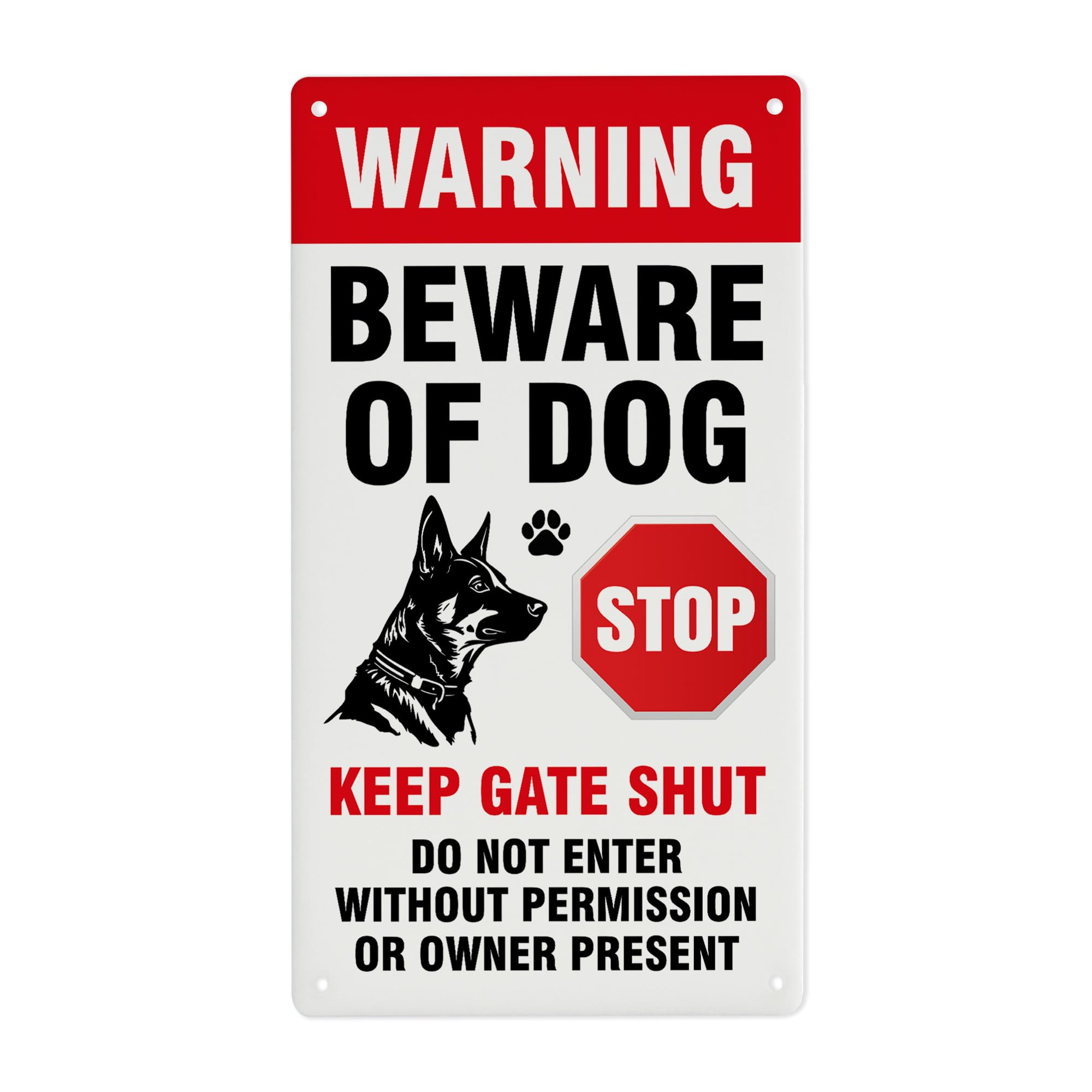 Red Ocean Beware of the Dog Sign Warning Acrylic Signs Beware of Dog Signs for Fence Keep Gate Shut 22x12cm warning sign Outdoor Gate Rust Weatherproof for Fence Door