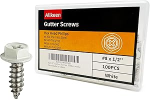 100 Pack White Painted Downspout Screws for Gutters