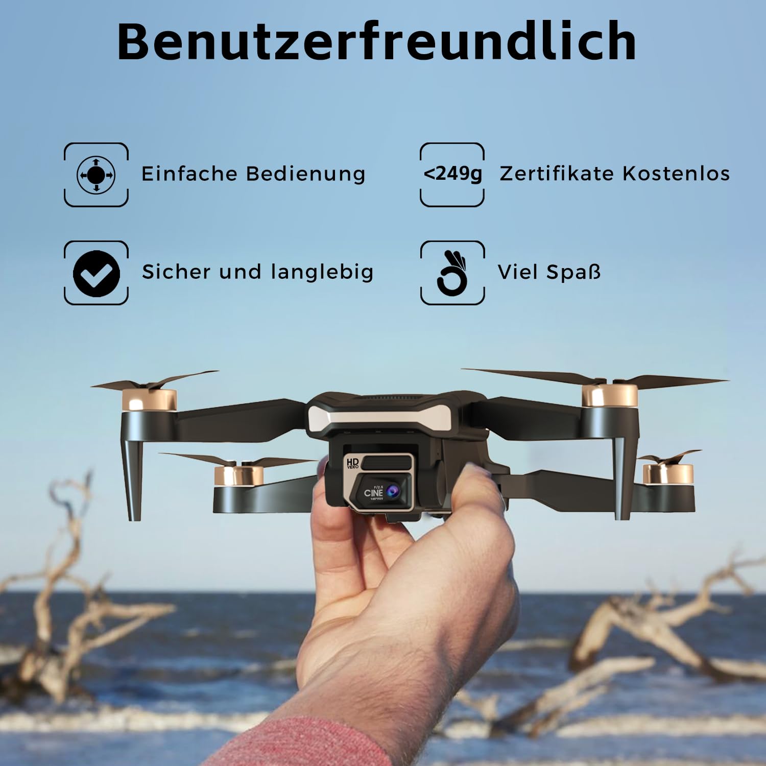 Dauerhafter bürstenloser Motor-Drohne mit 84 Minuten super langer Flugzeit, Drohne mit 4K HD-Kamera für Anfänger, CHUBORY A77 WiFi FPV Quadcopter, Folge-Modus, Auto-Hover, 3 Batterien, Tragetasche