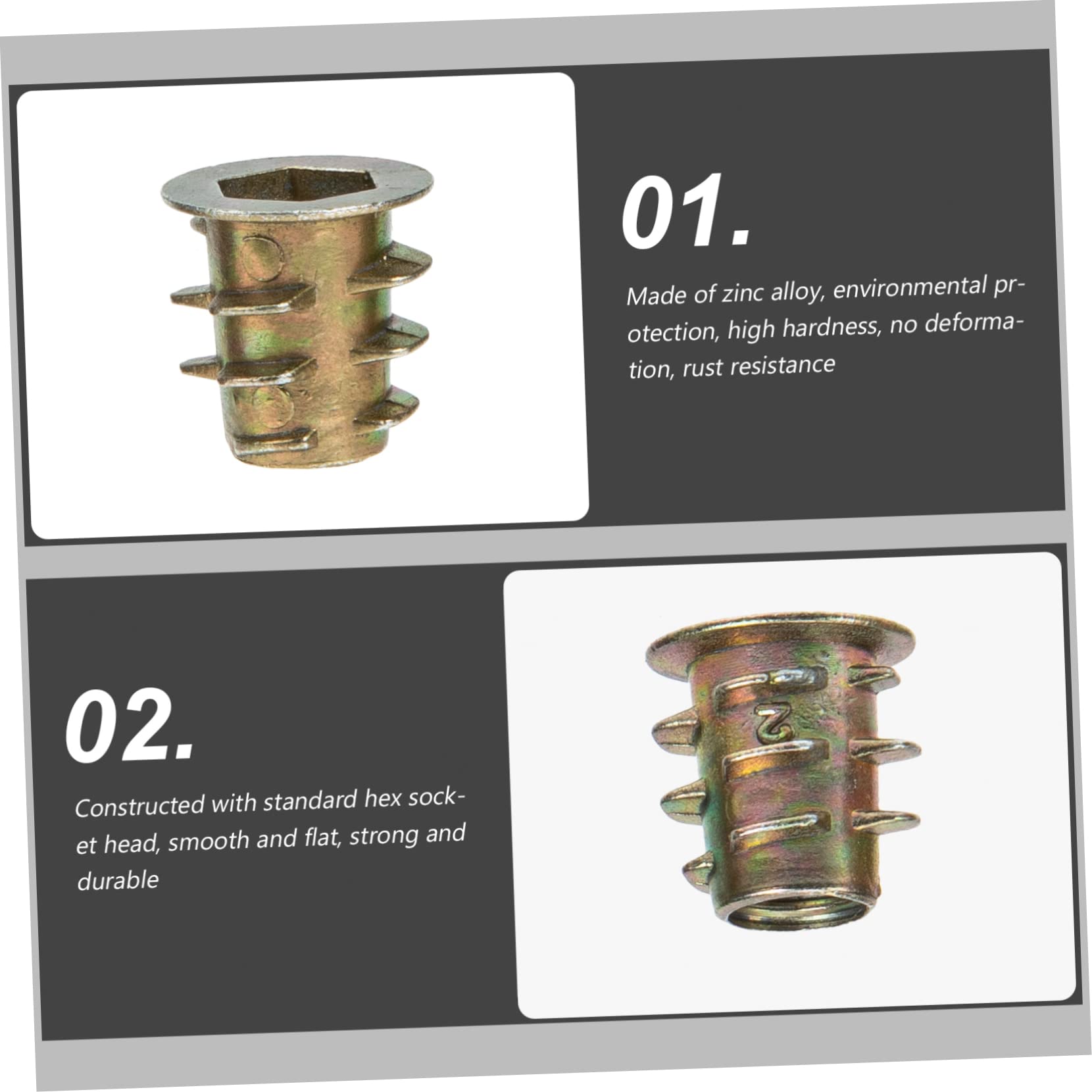 PRETYZOOM Stable and Non-Slip Nut Straps Guide 100pcs Wood Inserts Bolts Socket Nut for Wood Furniture