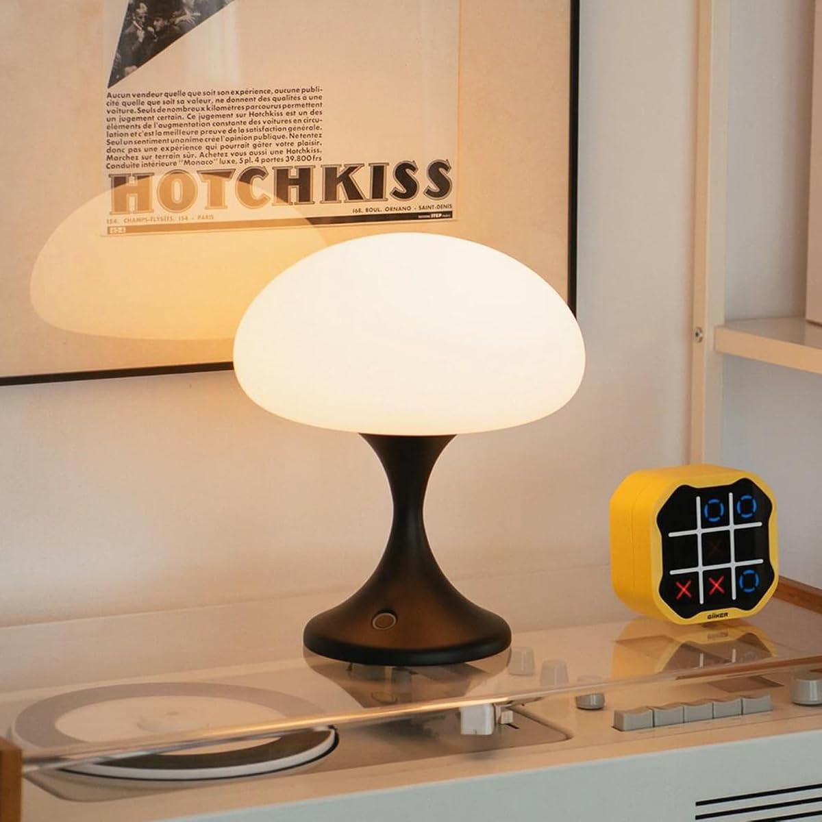 MAGCHARM Mushroom Lamp - 5W LED Cordless Glass Table Lamp, Dimmable Touch