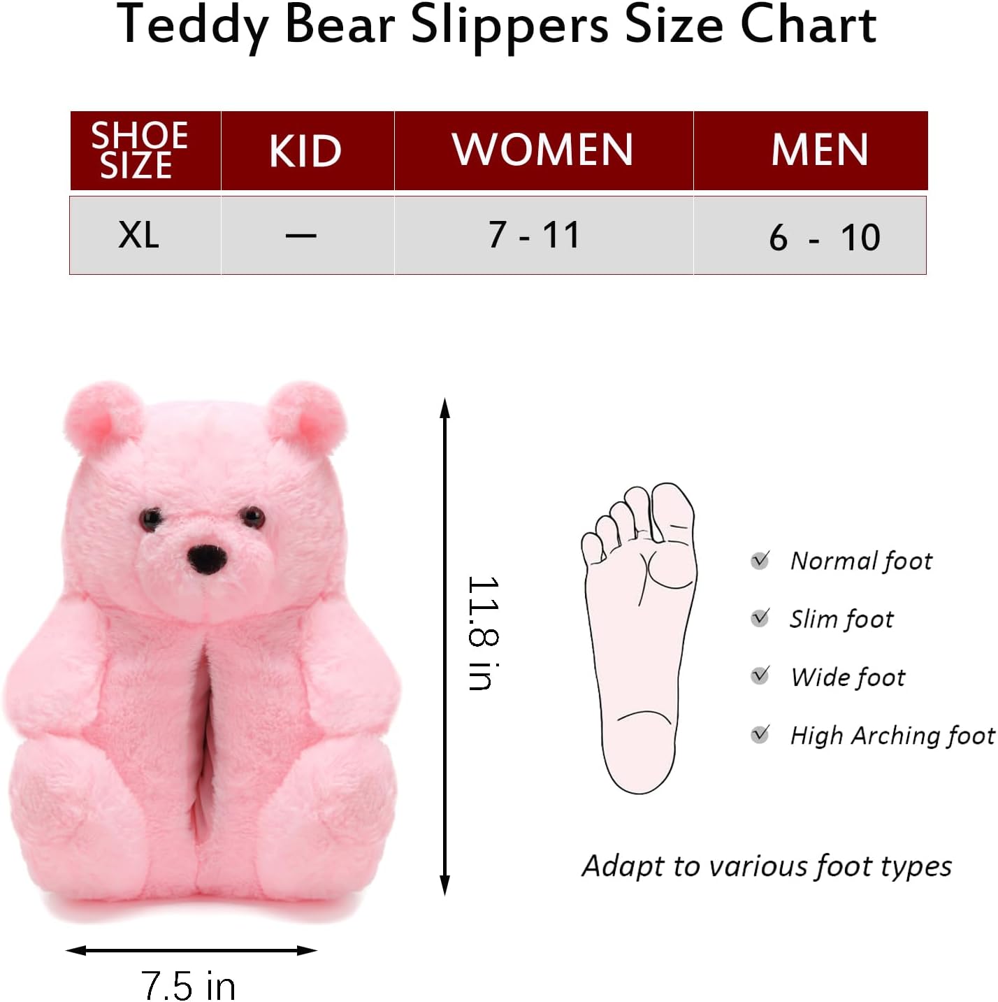 DOVORSY Women's Funny Teddy Bear Slippers,Cute Valentines Slippers for Women,Fuzzy Indoor House Slipper,Fluffy Cartoon Bedroom Slipper,Birthday Valentine's Gifts for Women,Men,Ladies,Girls - Image 4