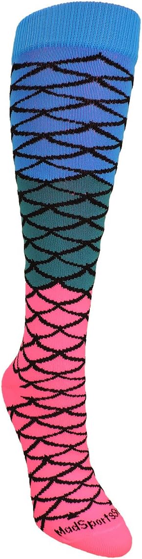 MadSportsStuff Neon Mermaid Athletic Over The Calf Socks : Sports & Outdoors