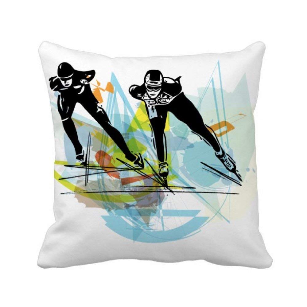 Housse de coussin patinage de vitesse décoration aquarelle salon lit