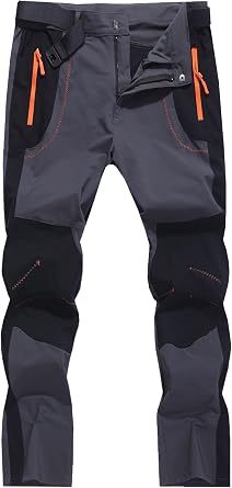 Mens Hiking Cargo Pants Quick-Dry Outdoor Water Resistant Lightweight Mountain Breathable Zipper Pocket Work Pants