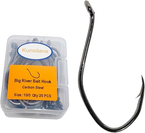 Miniatura 10 de Gancho de pesca de acero de alto carbono para cebo de río 25-50 piezas de 40-100 gancho de pesca de agua salada tamaño negro níquel