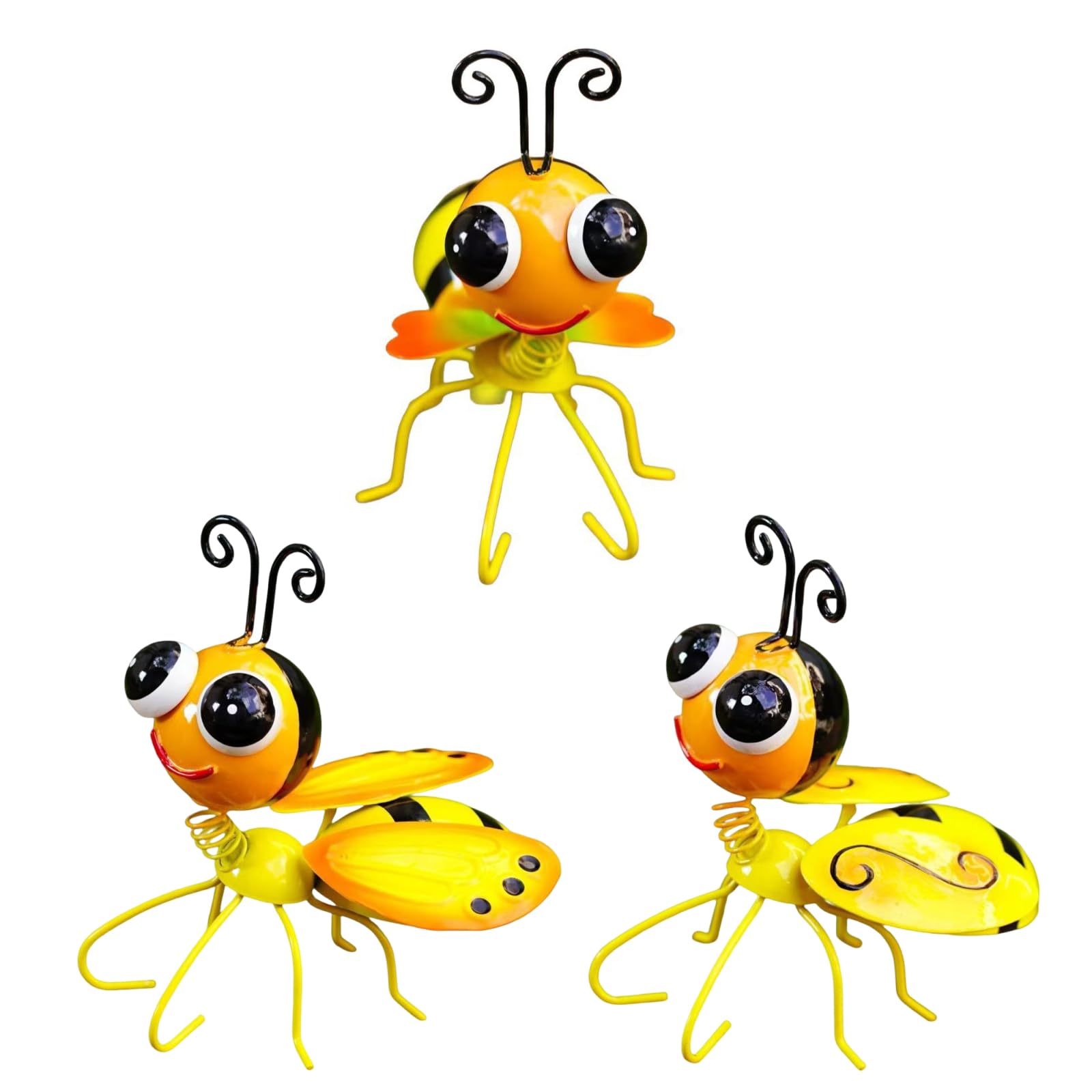 3PCS Bee Lawn Ornament Lightweight Hanging Wall Sculpture Multi-Use Exquisite Workmanship for Outdoors Activities Lawns Courtyards Camping