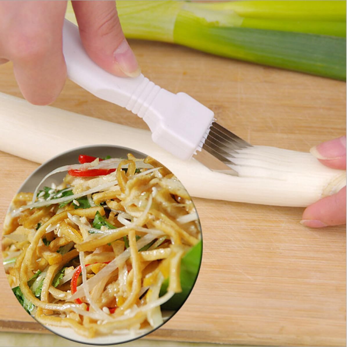 Japanese Kitchen Scallion Cutter Stainless Steel PP White