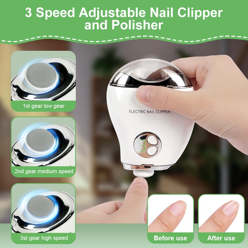LOPHE Coupe-ongles électrique 2 en 1 pour bébé - Vitesse réglable - Lime à ongles électrique pour bébé et adulte - Silencieux et sûr