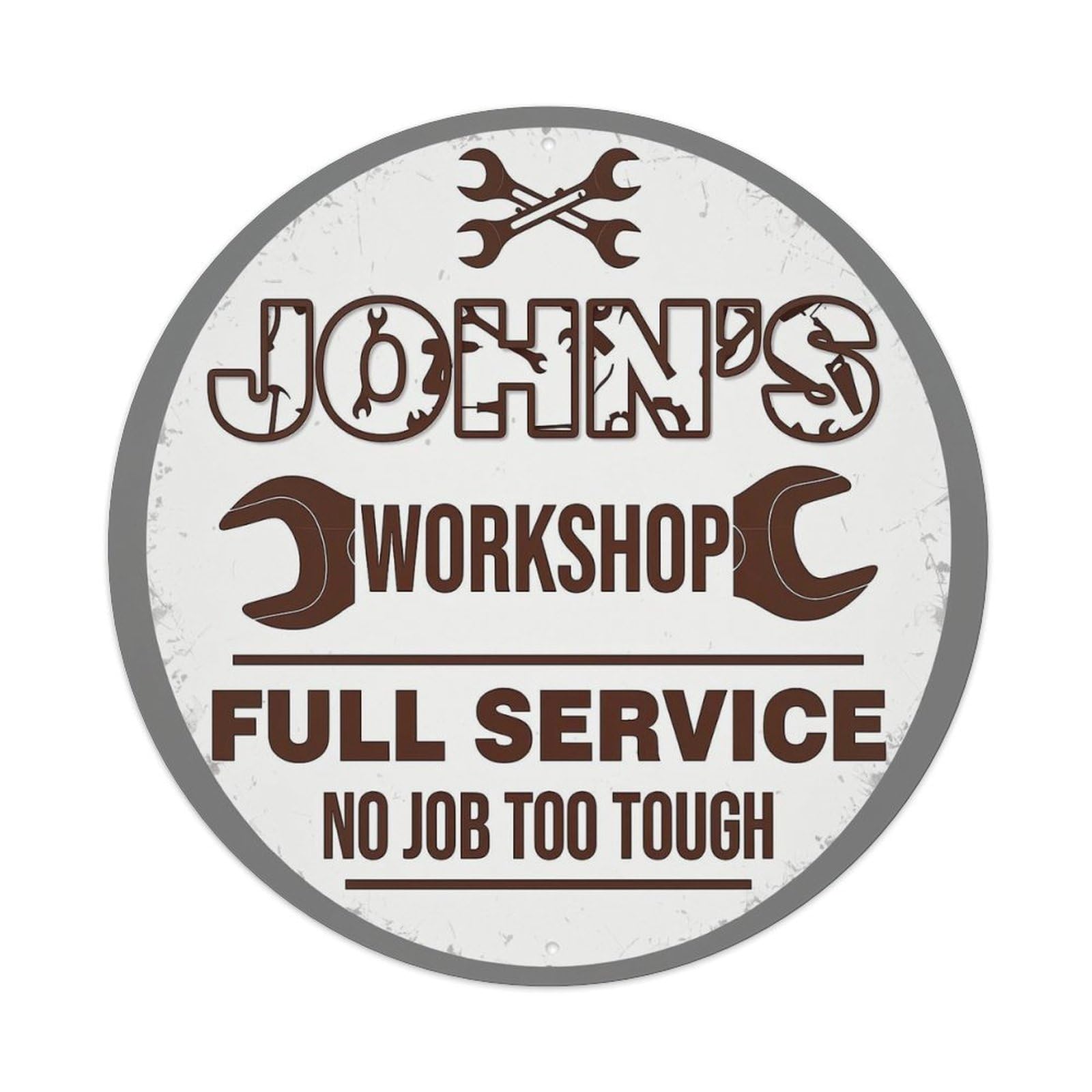 Johns Workshop Full Service Tin Sign Metal Poster Vintage Metal Signs for Home Man Cave Bar Cafe Kitchen laundry room Wall Decorations 8x8 inches
