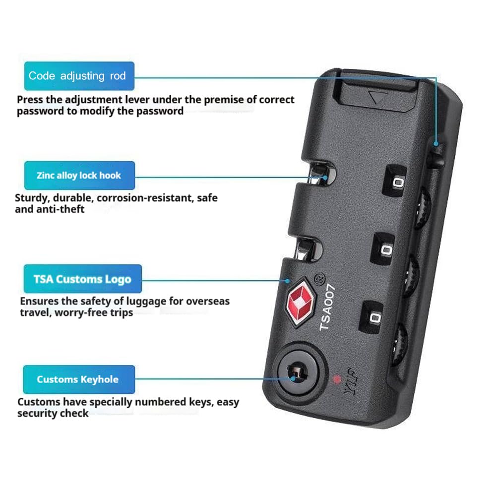 Amazon.com: Travel Zipper TSA 007 Approved Luggage Code Lock, Backpack Anti  Theft 3 Digit Combination Lock : Clothing, Shoes & Jewelry