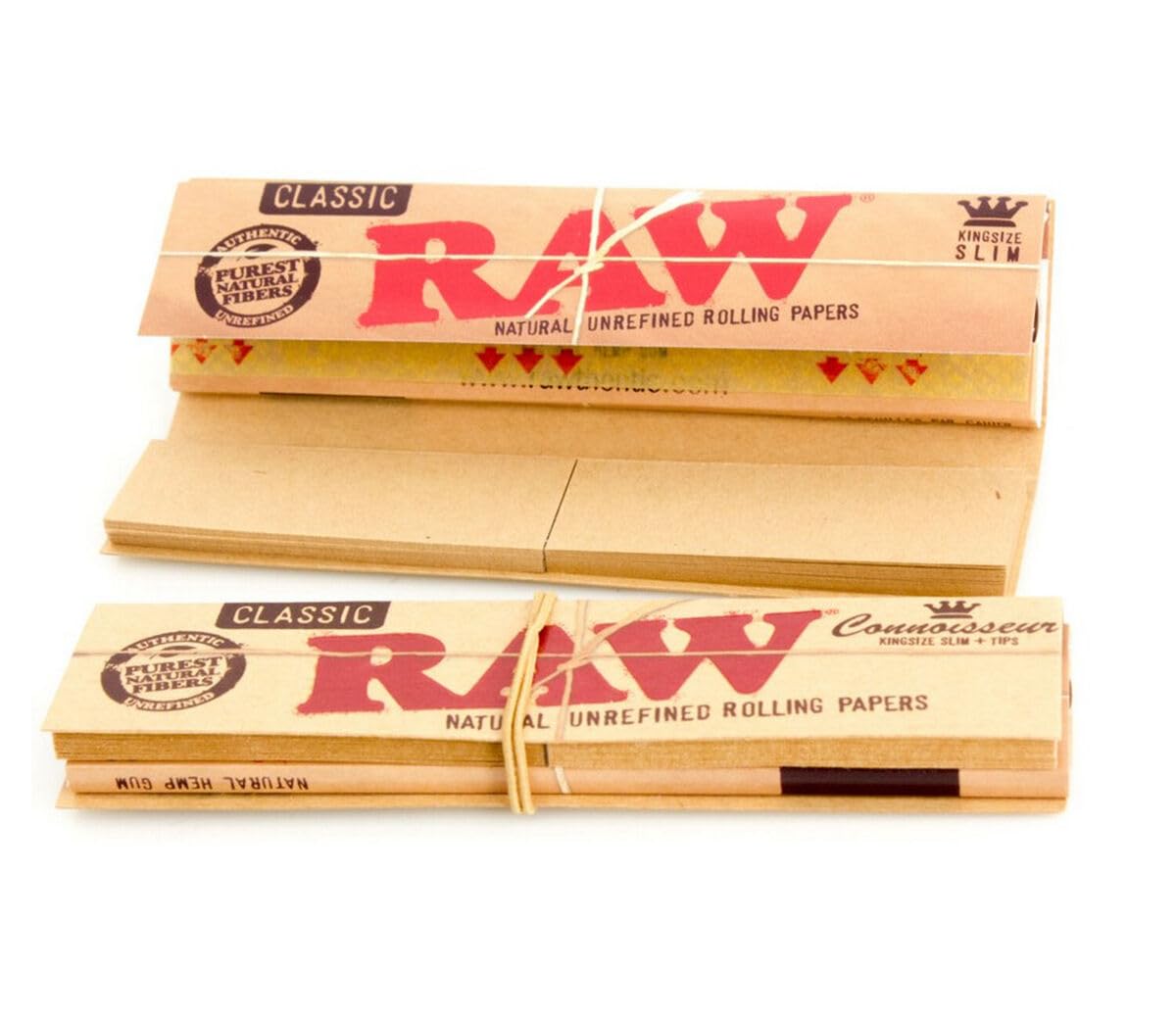 12 x RAW Connoisseur King size Slim Skin Rolling Papers with Roach Tips
