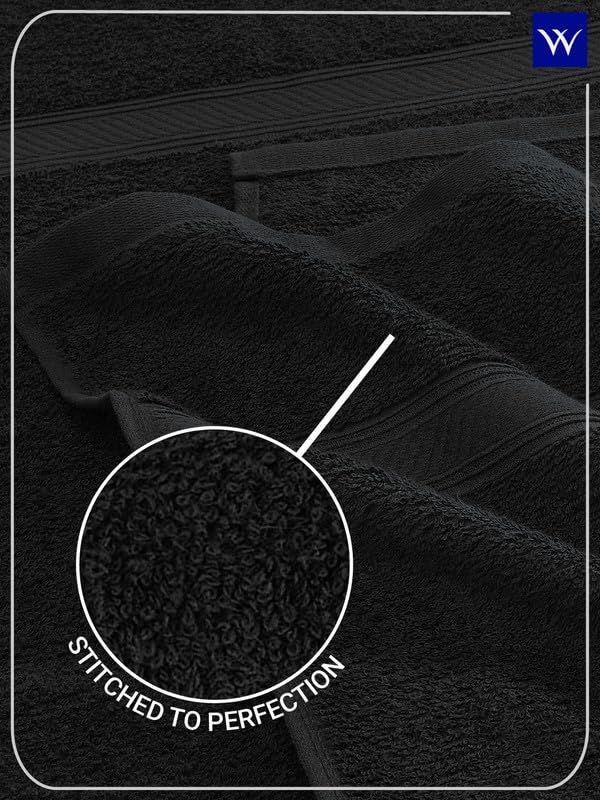 Image of Welspun Alpha 100% Cotton 420 GSM Dobby Weave Solid Premium Large Bath Towel | Super Absorbent, Quick Dry & Ultra Soft - 84 x 180 Cm - Black
