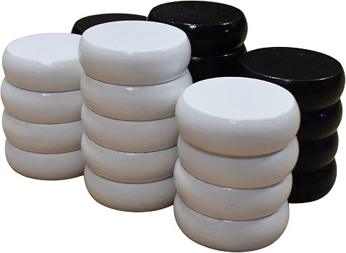 26 Black and White Crokinole Discs - Full Set Large Discs - 1 1/4 Inch Diameter 3.2cm